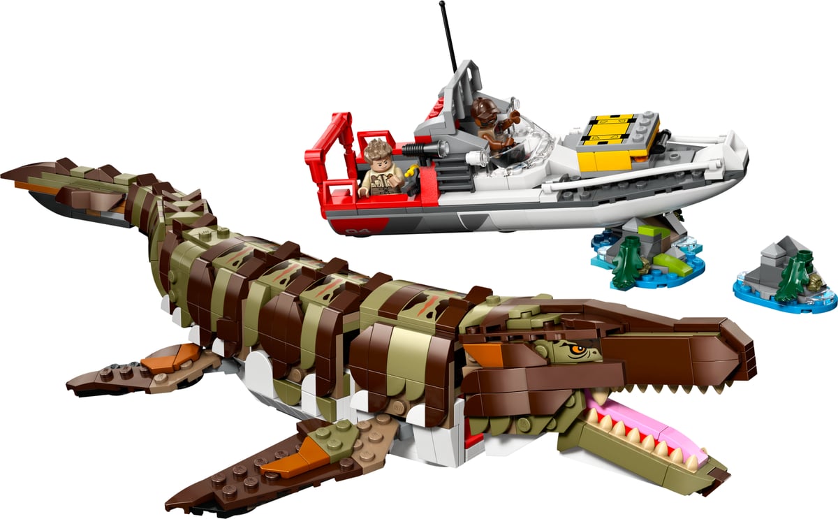 Jurassic World : Le bateau et le Mosasaure en briques
