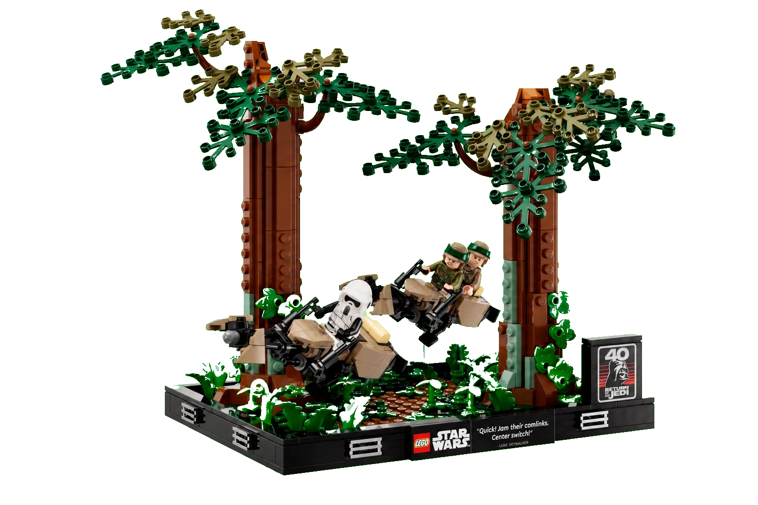 Star Wars : le diorama de la poursuite en speeder sur Endor